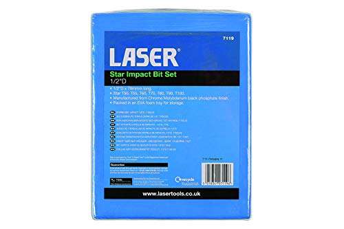 Laser 7119 Long Impact Star Socket Bit Set 1/2"D 7pc