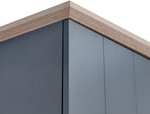 GFW Kendal 3 Door Hanging Rail & 3 Drawer Wooden Wardrobes. Contrast Oak Top, Slate Blue, D57 x 79W x 116H cm