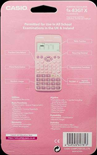 Casio FX-83GTX Scientific Calculator Pink now £9.99 @ Amazon