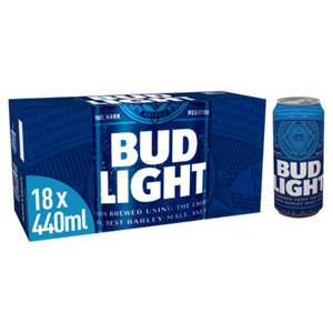 Bud Light Lager Beer Cans 18 x 440ml £12 / 2 for £20 (36 cans) @ Asda Leicester
