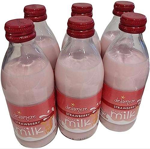 Delamere Dairy Flavoured Milk (Strawberry/Choc/Coffee/Banana) in glass bottles 6 x 240ml Dispatched and Sold by CableTidy @ Amazon