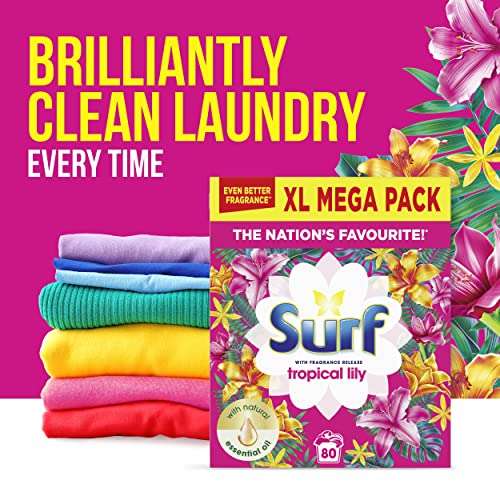 4 x Surf Tropical Lily Laundry Powder - 80 washes - 4kg - 4 For 3 - (effective price £6.73 each)