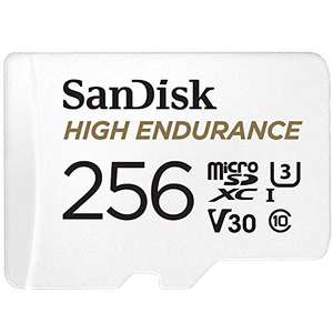 SanDisk 256GB High Endurance microSDXC IP & dash cams + SD adapter up to 20000Hrs Full HD / 4K videos up to 100 MB/s UHS-I Class 10 U3 V30