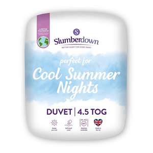 Slumberdown Cool Summer Nights 4.5 Tog Duvet (Single £8 / Double £11 / King £13) - Free Click & Collect