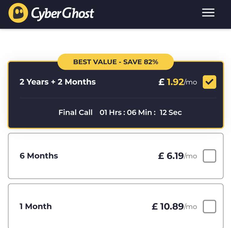 CyberGhost VPN 2 years + 2 months (New Users Only Topcashback 95%)