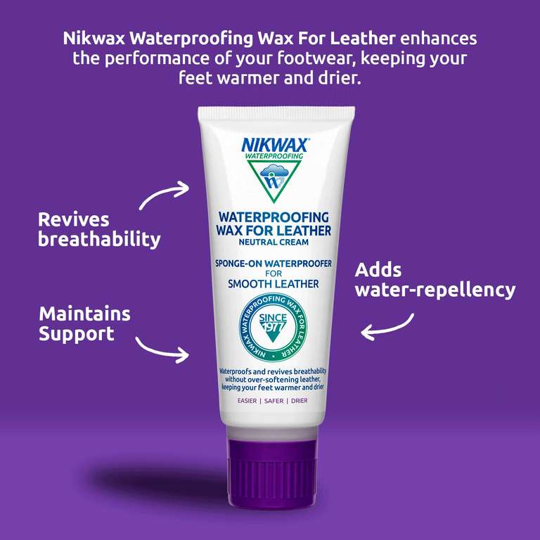 Nikwax FABRIC & LEATHER SHOE CARE KIT for Waterproof Shoes, Cleaner + Proofer + Wax + Brush + Dry Bag, sold and FB Nikwax Ltd