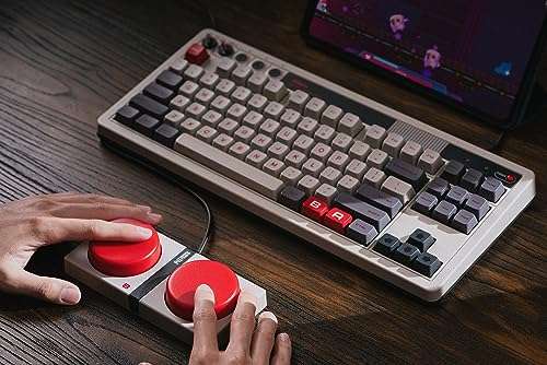 8Bitdo Retro Mechanical Keyboard, Bluetooth/2.4G/USB-C Gaming Keyboard with 87 Keys, Dual Super Programmable Buttons for Windows & Android