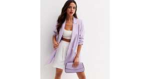 Lilac Linen Blend Oversized Blazer for £19 + £2.99 shipping @ New LOok