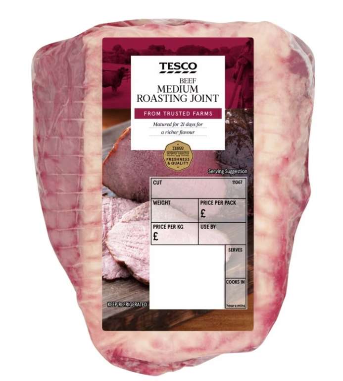 Tesco Medium Beef Roasting Joint With Basting Fat Clubcard Price