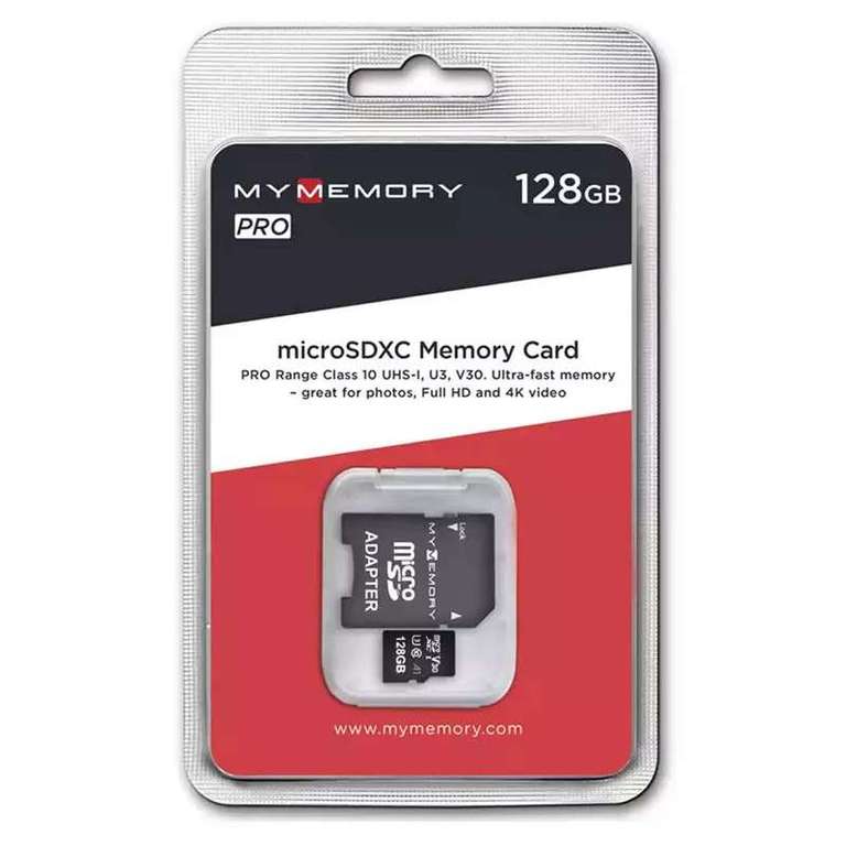 MyMemory 128GB 4K V30 PRO Micro SD Card (SDXC) A1 UHS-1 U3 100MB/s Read / 90MB/s Write - £9 Delivered @ MyMemory