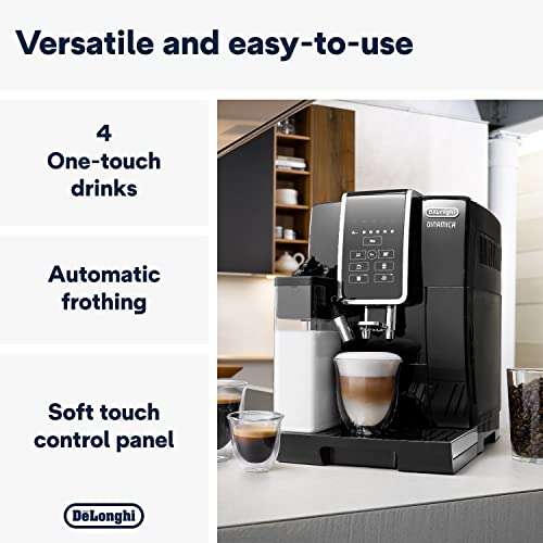 De'Longhi Dinamica ECAM350.50.B Bean to Cup Coffee Machine with One Touch, Automatic Milk & Clean - Black - £379 (£369 New Accounts) @ AO