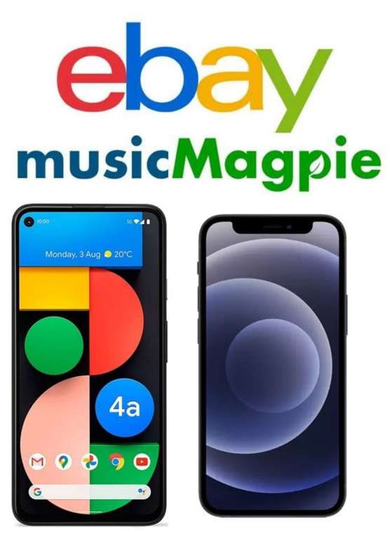 Code Stack - Get 5% + 15% Off Including Pixel 4a 5G Refurb £137.27 / iPhone 12 Mini £272 / 13 Pro Max £690 With Codes @ Music Magpie / Ebay