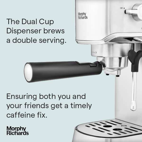 Morphy Richards Traditional Pump Espresso - Compact - 15 bar - Milk Frothing Wand Stainless Steel 172022 - £137.99 @ Amazon