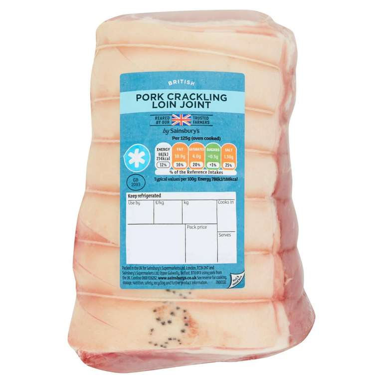 Sainsbury's British Pork Boneless Crackling Loin Joint (Approx. 1.45Kg) - Nectar Price