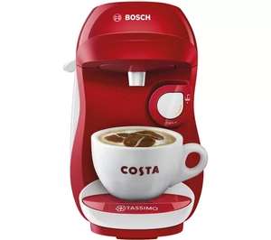 TASSIMO by Bosch Happy TAS1006GB Coffee Machine - Red & White - With Code (2 Year Warranty included) + free click and collect