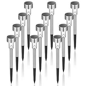GIGALUMI Solar Lights Outdoor Garden Led Light Landscape/Pathway Lights Stainless Steel-12 Pack - £14.39 Sold by Sundays FB Amazon