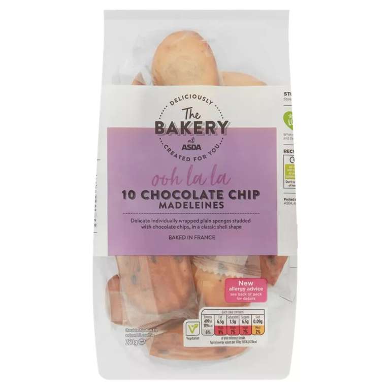 The BAKERY at ASDA 10 Chocolate Chip Madeleines 10pk - £1.00 @ Asda