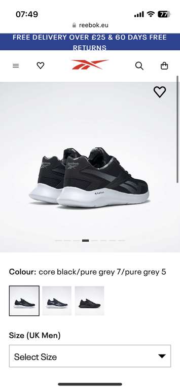 Reebox Energylux 2 Running Shoes Black (6-12) - £23 + £3.99 Delivery @ Reebok