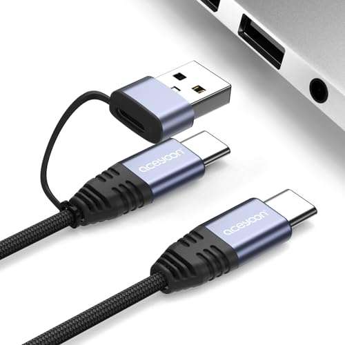 Aceyoon 3 in 1 USB C Cable 2m, 2 Pack, (A-to-C at 60W, C-to-C at 100W fast charging) Sold by KeXingTong / FBA