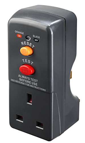 Masterplug ARCDKG-MP Single Socket RCD Safety Adaptor, 112 x 72.3 x 50.5 mm, Black