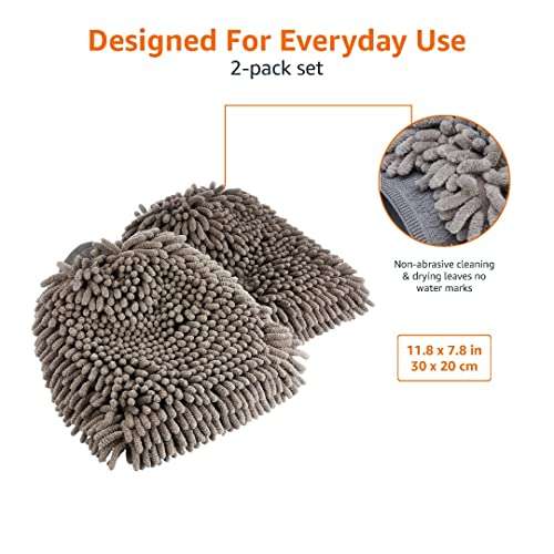 Amazon Basics Deluxe Microfiber Car Wash Mitt (2 Pack) - £6.97 with voucher / £6.58 with Subscribe & Save @ Amazon