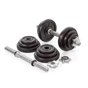 York Fitness 20 KG Black Cast Iron Dumbbell Spinlock Set (Metal Collars)
