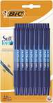 BIC Soft Feel Click Grip Ballpoint Pens, 1.0 mm Retractable Point, Soft-Touch Rubber Grip, Blue, pack of 15