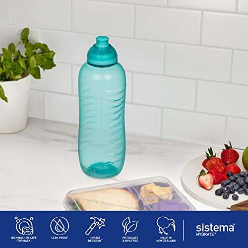 Sistema Twist 'n' Sip Squeeze Sports Water Bottles | Leakproof Water Bottles | 460 ml | Pink | 4 Count : £7.89 @ Amazon