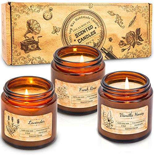 Scented Candles Gift Set, Soy Wax Candles of Vanilla Honey, Fresh Rose, and Lavender £9.99 Dispatches from Amazon Sold by Qliver-UK