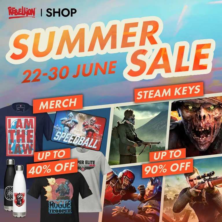 Rebellion Summer Sale - Up to 40% off Merch and 90% off Steam Keys. e.g. Lords of the Realm, Sniper Elite 5 £4.50