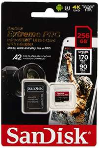 Sandisc Extreme Pro (4k, drone etc.) 256gb Micro SD card + adapter £28.91 - first order via app at Amazon Germany