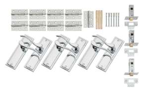 Wickes Bravo Latch Door Handle Set - Polished Chrome 3 Pairs better than 1/2 price £20 Free Click & Collect