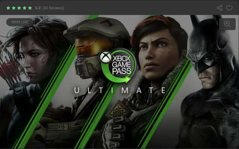Xbox Game Pass Ultimate - 1 Month EU/UK XBOX One / Series X|S / Windows 10 CD Key (NON-STACKABLE) £1.71 @ Kinguin / Buy_n_Play