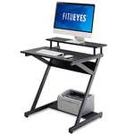 ITUEYES Z-Shaped Computer Desk with Monitor Riser, Wooden Home Office Workstation, 70x60x84cm Sold by fitueyes-eu FBA