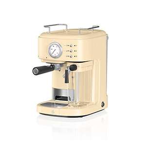 Swan Retro One Touch Semi Auto Espresso Coffee Machine, 15 Bars, Milk Frothing Steamer, 1.7L - £86.92 @ Amazon