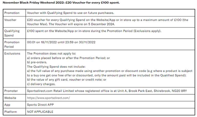 £20 Voucher for every £100 spent (Includes GAME orders) @ Sports Direct