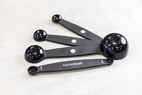 KitchenCraft Magnetic Measuring Spoons Set Stainless Steel Stackable Dual Sided Teaspoons and Tablespoons , Set of 4