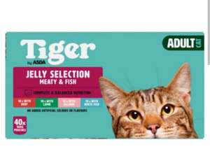Tiger by ASDA Adult Cat Food Jelly Selection Meaty & Fish 40 x 100g Pouches