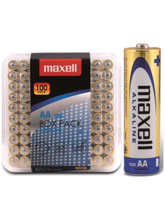 Maxell Alkaline LR6 AA Batteries Box Pack (100 Pack) £11.42 prime + £4.99 non prime @ Amazon