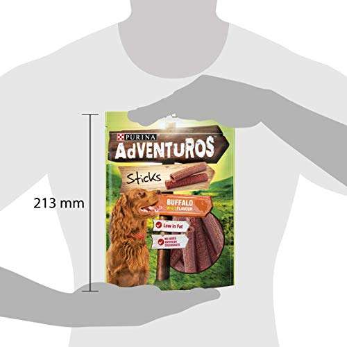 Adventuros Sticks Dog Treats Buffalo Flavour, 120 g - 99p - or 94p with Subscribe & Save / £0.74 with 1st Time S&S Voucher @ Amazon