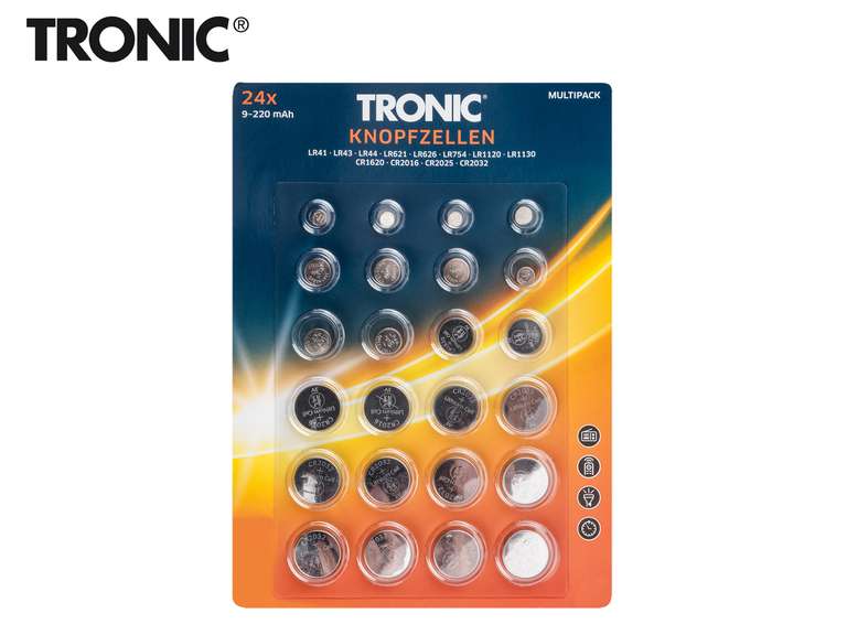 Tronic Button Cell Batteries 24 Pack (12 different battery types) £2.99 @ Lidl