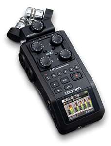Zoom H6 All Black 6-Track Portable Recorder, Stereo Microphones, 4 XLR Inputs, Records to SD Card, USB Audio Interface, Battery Powered