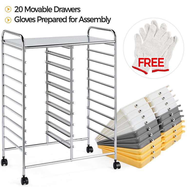 20 Drawers Plastic Storage Cart - w/Voucher, Sold & Dispatched By Yaheetech UK