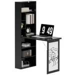 HOMCOM Computer Desk Fold-Out Whiteboard, Black