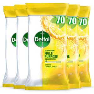 Dettol Antibacterial Multipurpose Cleaning Disinfectant Wipes, Citrus Zest, Multipack Of 5 X 70, W/Voucher ( £7.75 with max S&S)