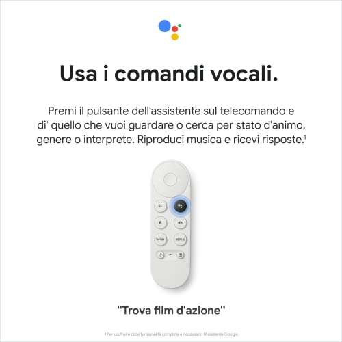 Chromecast with Google TV (HD) Ice White - Stream entertainment to TV - £25.98 With Promotion / £30.98 @ Amazon Italy
