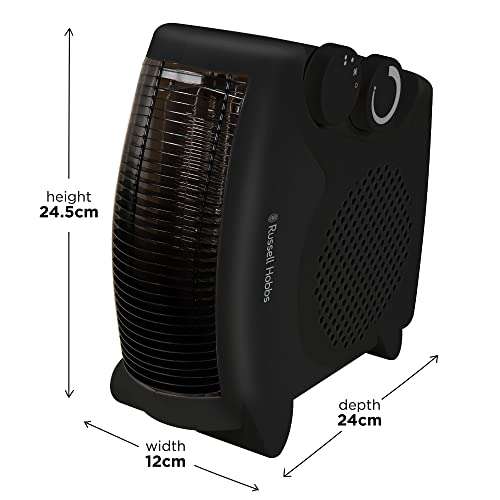 Russell Hobbs 2000W/2KW Electric Heater in Black PTC Ceramic Heater, Portable Horizontal Vertical 2 Heat Settings £16.99 @ Amazon