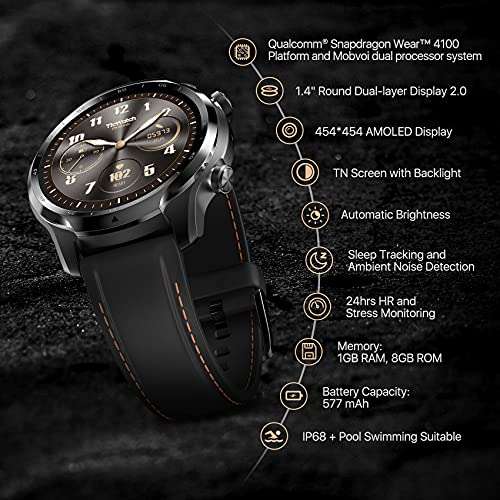 TicWatch Pro 3 GPS Smartwatch for Men and Women, Wear OS by Google, Dual-Layer Display 2.0 - with voucher @ Amazon Spain