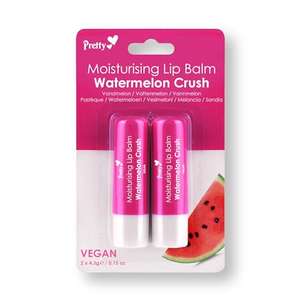 2 Pack Pretty Moisturising Lip Balm - Watermelon Crush OR Sweet Blueberry (90p/85p with Subscribe & Save)