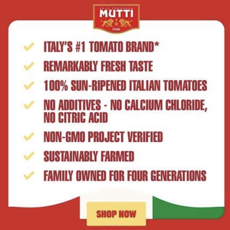 Mutti Finely Chopped Tomatoes 400g Pack of 6 £5.25 / £4.46 on First Subscribe & Save with 15% Voucher on Amazon